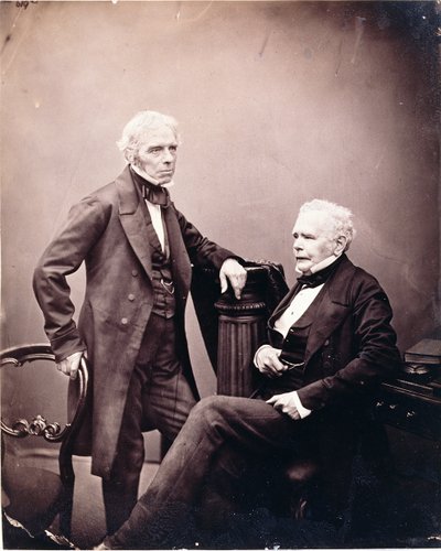 Michael Faraday (1791-1867) and William Thomas Brande (1788-1866) (seated) 1850s-mid 1860s by English Photographer